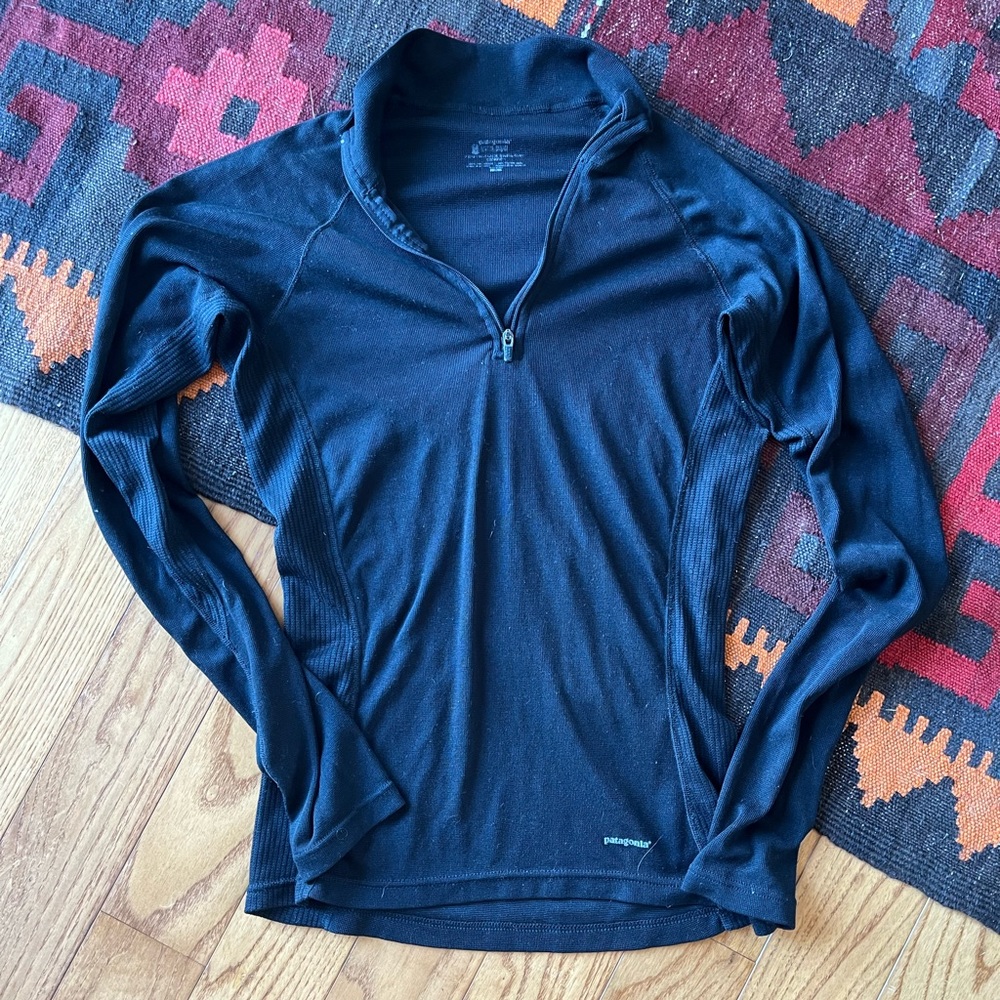 Patagonia warm base layer - wool blend black - Capilene zip S Small
